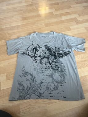 BISOU BISOU Gray Graphic Short Sleeve Tee with Print MEN SIZE LG